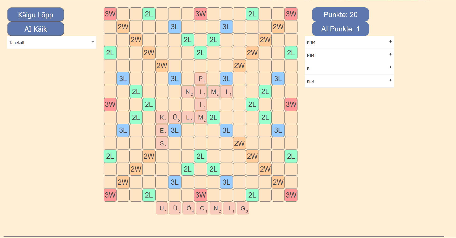A Web-Based Estonian Version of the Word Game Scrabble
